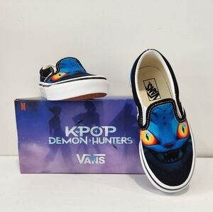 KPop Demon Hunters Vans Sz 12 Little Kids Classic Slip-On Shoe Derpy Tiger NEW